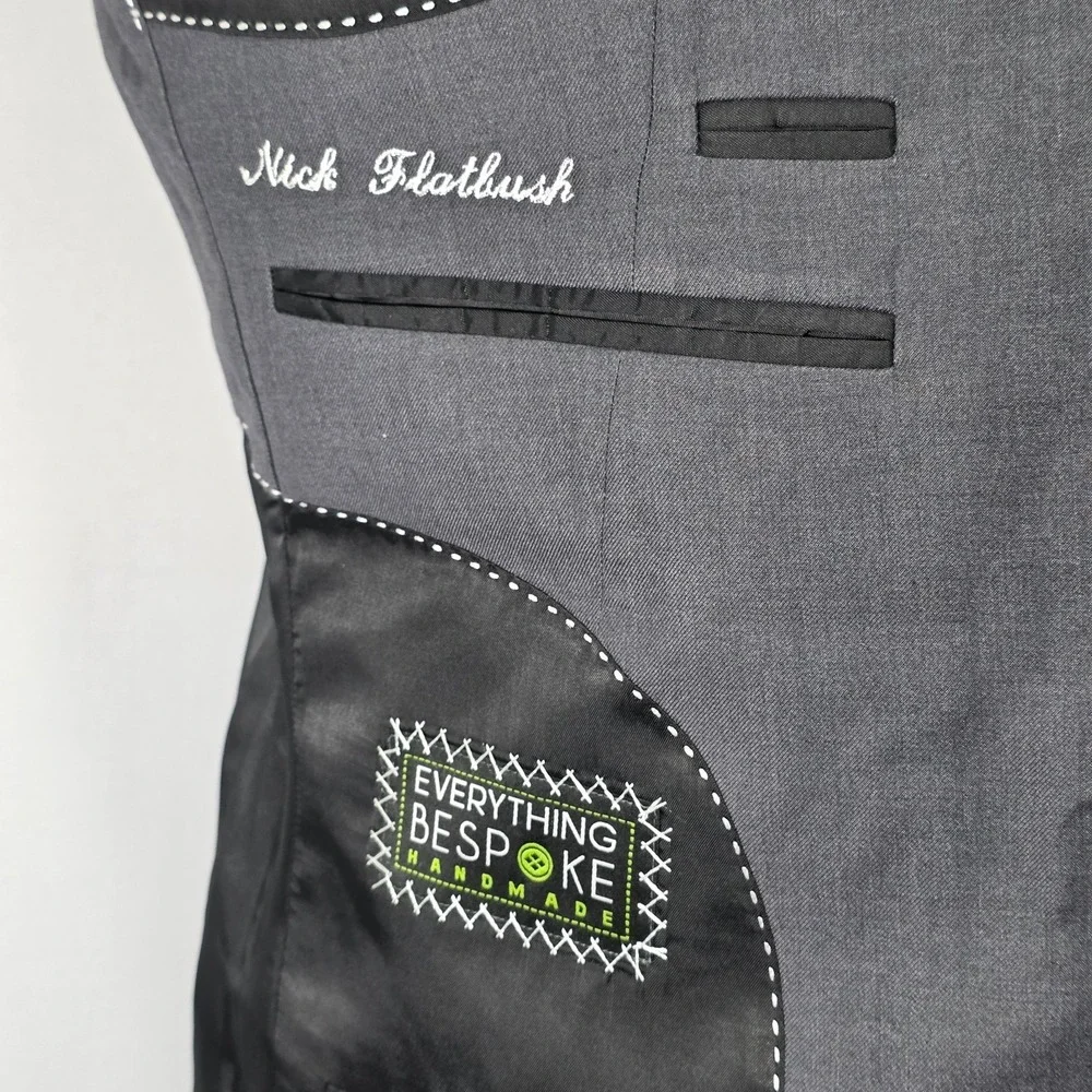 Bespoke Men's Sport Coat Blazer Two Button Gray Custom made size about 42L SLIM‎